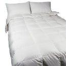 Spread on bed white comforter made of 100% cotton shell and down alternative fill