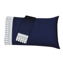Navy Blue Pillowcases with embroidered eyelet  Cuff
