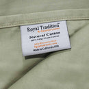 Sewing Label Reads: Royal Tradition by Brighthappystore. Natural Cotton 100% Long Staple Cotton. Made in California USA.