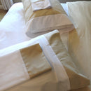 Remi Percale Duvet Cover Set Bicolor 100% Cotton Made USA color Linen closeup