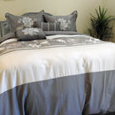 Embroidered Floral 100% Cotton Duvet Cover Set (5 Piece) Myra - Gray