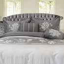 Embroidered Floral 100% Cotton Duvet Cover Set (5 Piece) Myra - Gray