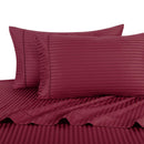 Sheet Set - Striped 600 Thread Count-Royal Tradition-Twin XL-Burgundy-Egyptian Linens