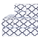 Flex King (Top Split) Sheet Set - Meridian 340 Thread Count-Royal Tradition-White & Navy-Egyptian Linens