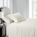 Top Split (Flex) King Sheet Set Luxury 608 Thread Count Damask Stripe-Egyptian Linens-IVORY-Egyptian Linens