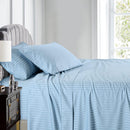 Top Split (Flex) King Sheet Set Luxury 608 Thread Count Damask Stripe-Egyptian Linens-BLUE-Egyptian Linens