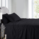 Top Split (Flex) King Sheet Set Luxury 608 Thread Count Damask Stripe-Egyptian Linens-BLACK-Egyptian Linens