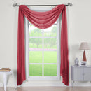 Abri Rod Pocket Crushed Sheer Curtain Panel (Single)-Royal Tradition-50 x 216" Scarf-Burgundy-Egyptian Linens