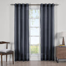 Abri Grommet Crushed Sheer Curtain Panels (Set of 2)-Royal Tradition-63 Inch Long-Navy-Egyptian Linens